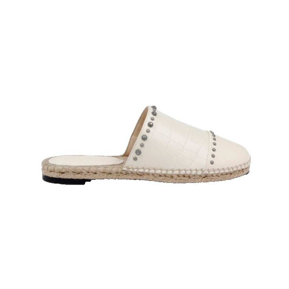 L’AGENCE Helenor NEW Size 8 Croc Embossed Leather Espadrille Raffia Mule Studs